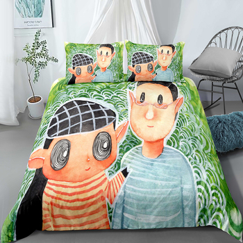 Lupin Mengji printed duvet cover microfiber bedding 3-piece quilt microfiber boy child quilt three-piece girl full size